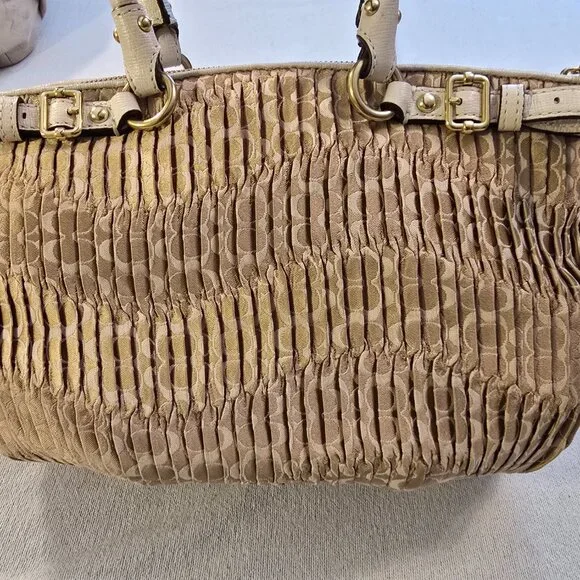 Coach 18885 NWT Madison Gathered Signature Fabric Sophia Satchel Purse Khaki NEW - Picture 10 of 15